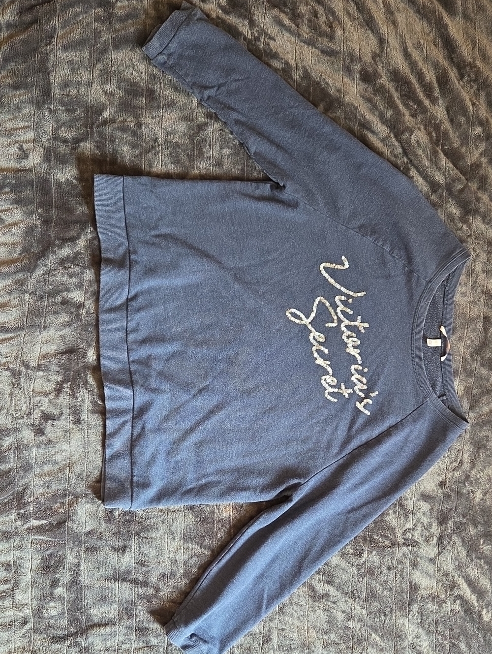 Victoria's Secret Navy Blue Crewneck Sweater with Sequin Script